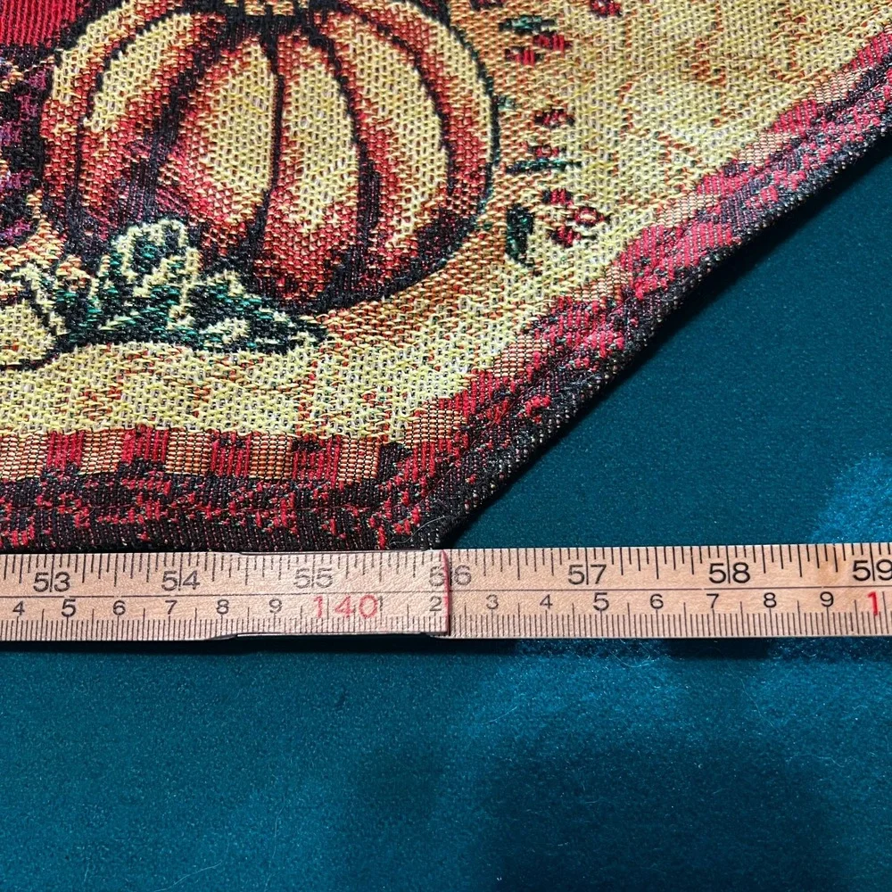 Harvest Cornucopia Table Runner Tapestry Pumpkins Grapes Fruit Fall Thanksgiving